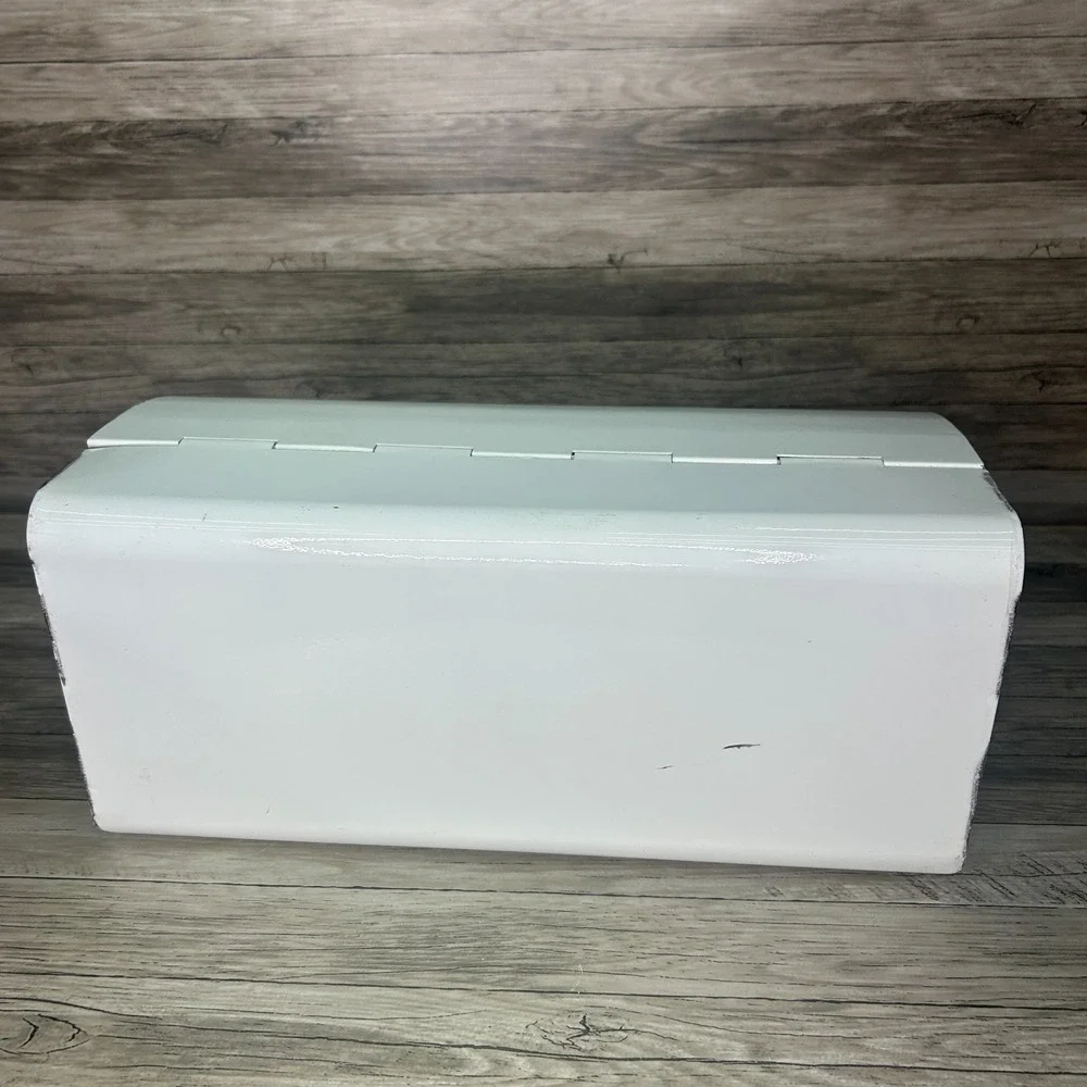 AuldHome Design Rustic White Bread Box Farmhouse Enamelware